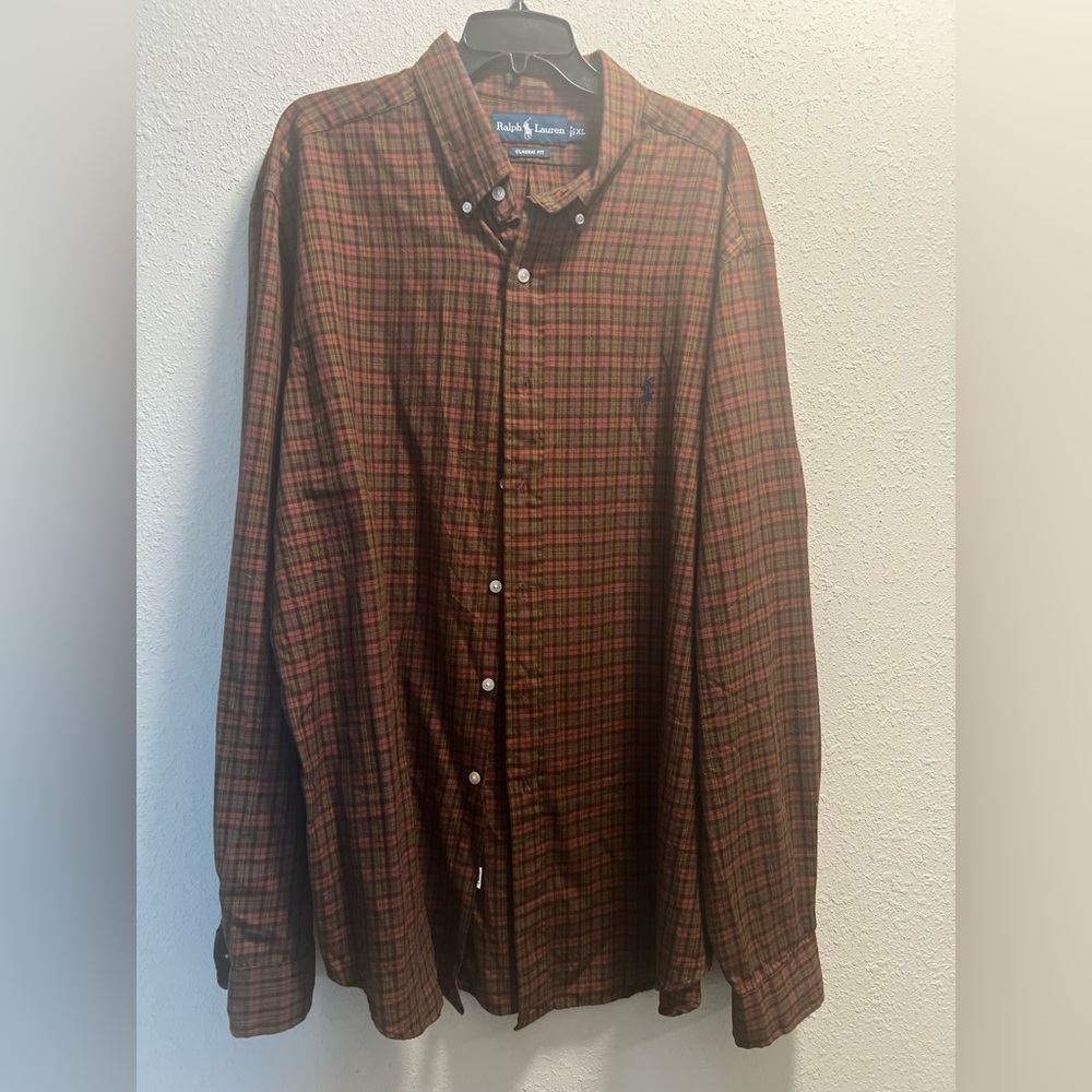 NWOT Ralph Lauren Men's Red and Green Plaid Shirt